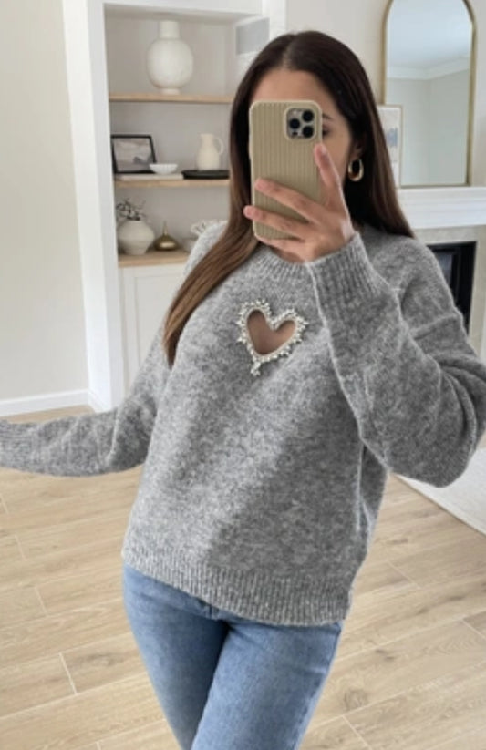 Maddie sweater med hjerte detalje